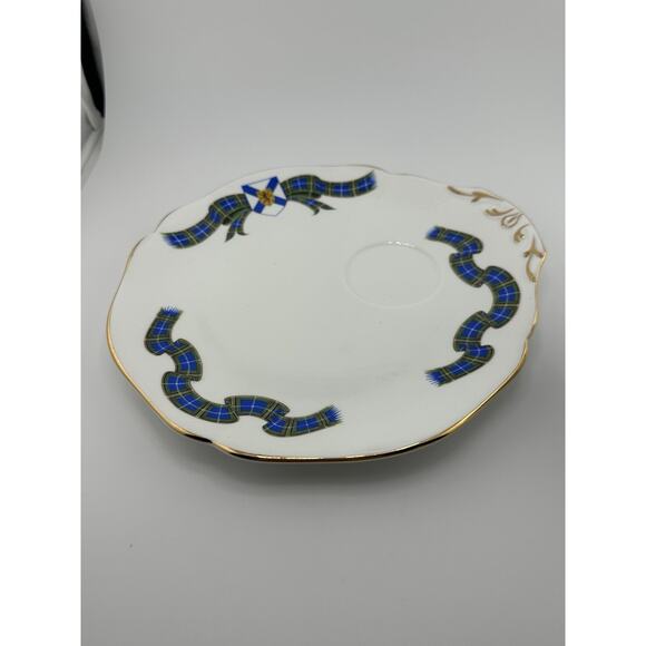 Vintage Adderly Blue Tartan "Nova Scotia" Tea Cup and Snack Plate Set Bone China - Picture 4 of 9